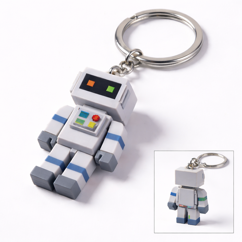 Blocky Robot Avatar Keychain (Matte Plastic)